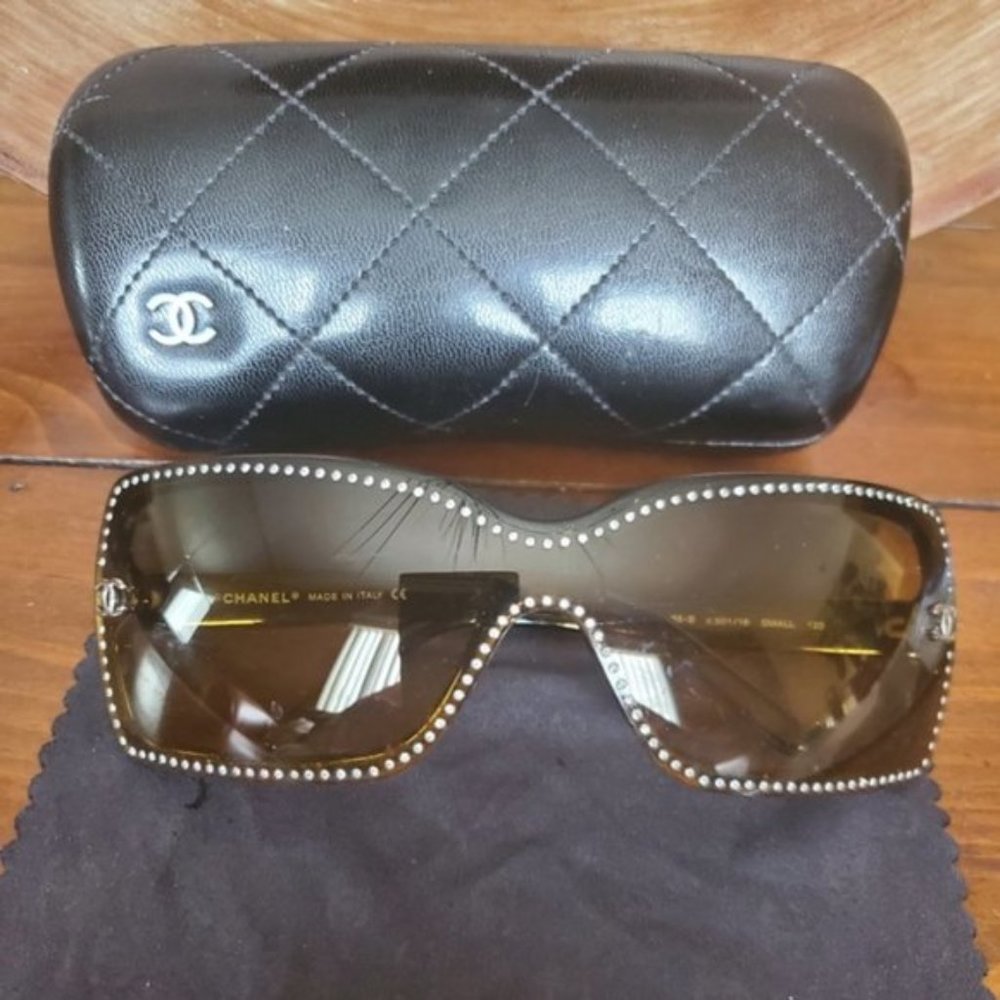 CHANEL SUNGLASSES 5065 BROWN W. CRYSTALS/GORGEOUS!
